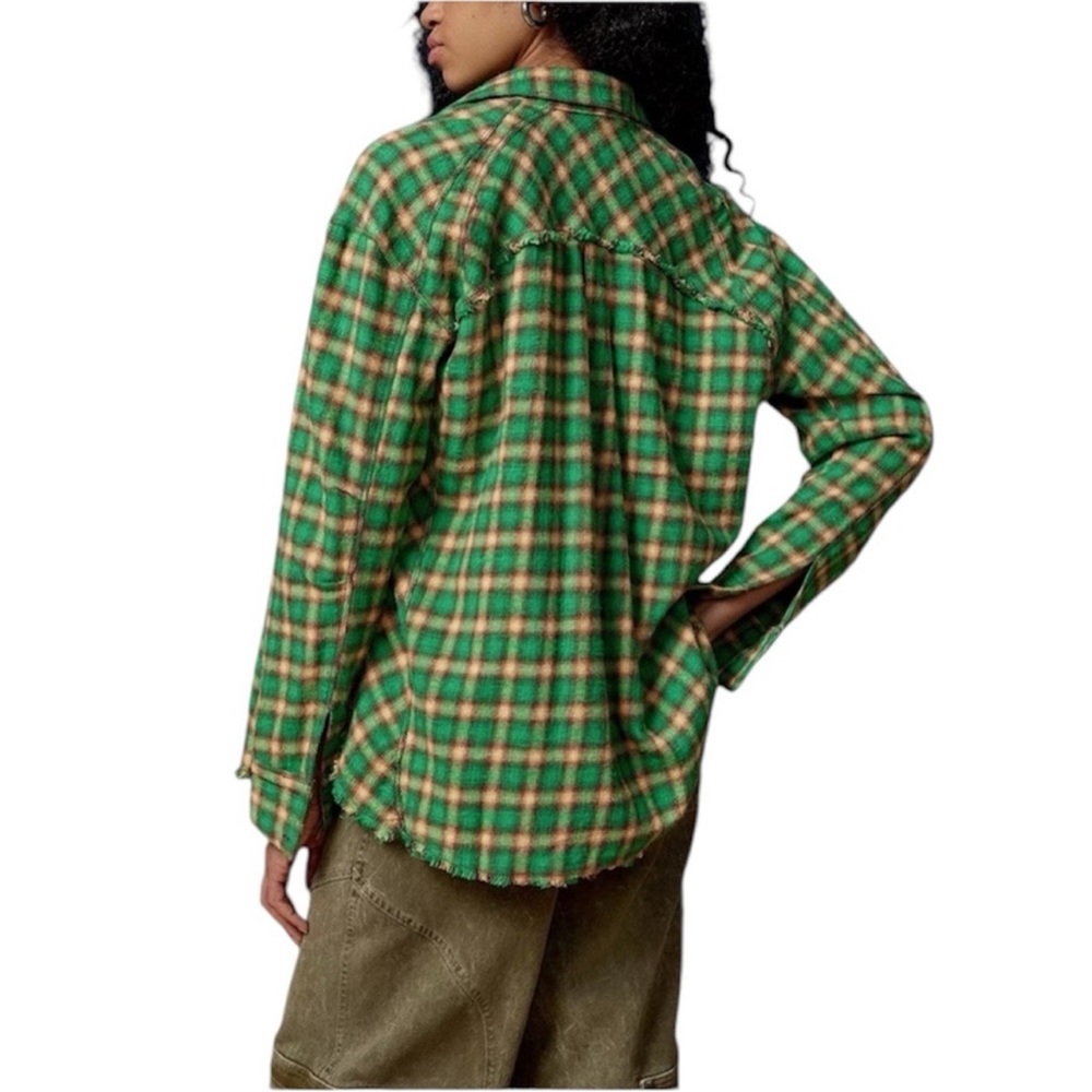 BDG / Urban Outfitters Brixton Distressed Flannel Shirt Green Size Small - Picture 2 of 12